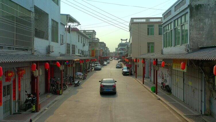 航拍街道街面古街门面房沿街商铺