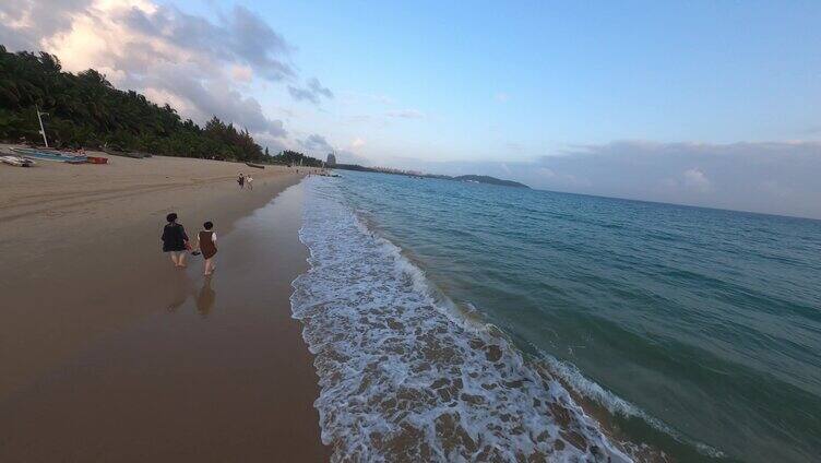 穿越机航拍4K海南三亚大海沙滩海边风景