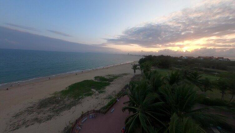 穿越机航拍4K海南三亚大海沙滩海边风景