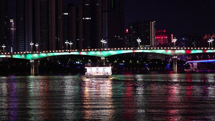 夜晚 江景 游船 南宁邕江 夜景 游船邕