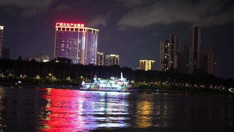 夜晚 江景 游船 南宁邕江 夜景 游船邕