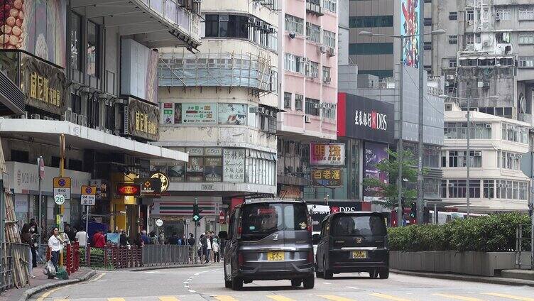 香港旺角繁忙的街道与行人 