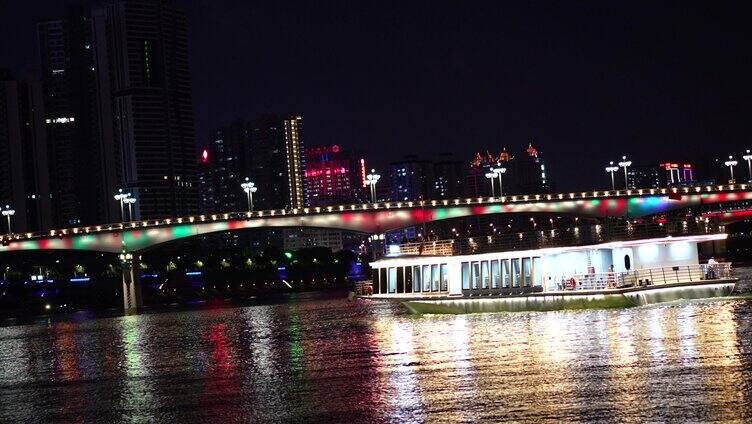 夜晚 江景 游船 南宁邕江 夜景 游船邕