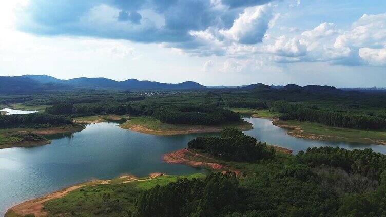 高清航拍海南松涛水库自然风光