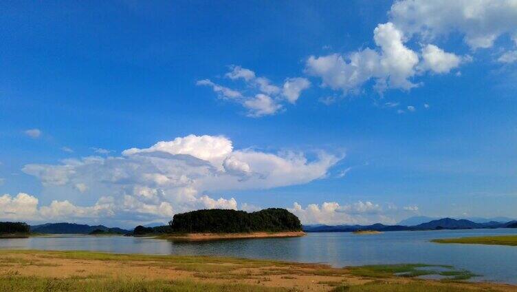 高清航拍海南松涛水库自然风光