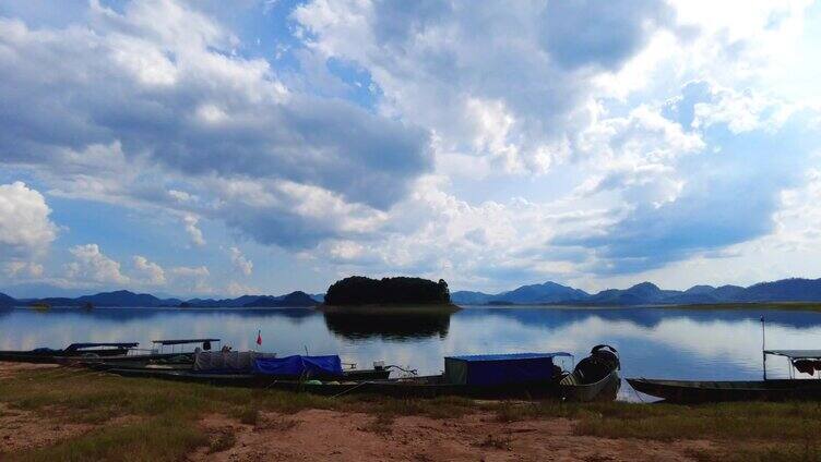 高清航拍海南松涛水库自然风光