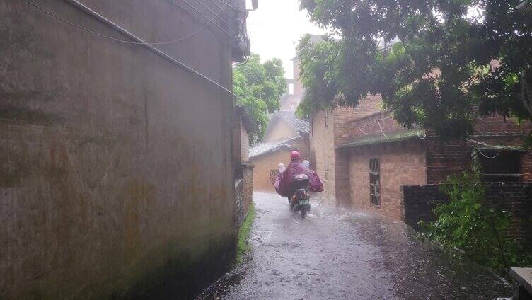  狂风骤雨台风来袭 农村暴雨雷雨生活 乡