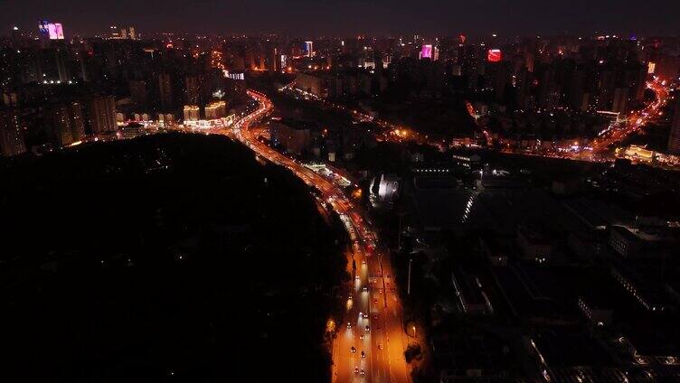 长沙夜景城市建筑群 湘江灯光霓虹