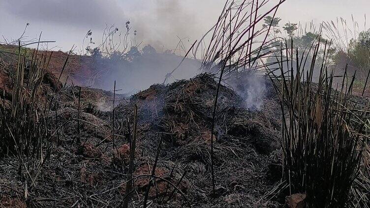  火烧山 烟雾弥漫 烟雾缭绕 山坡火堆