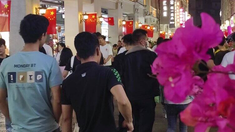 人口密集的繁华城市 夜晚商业街  街巷夜