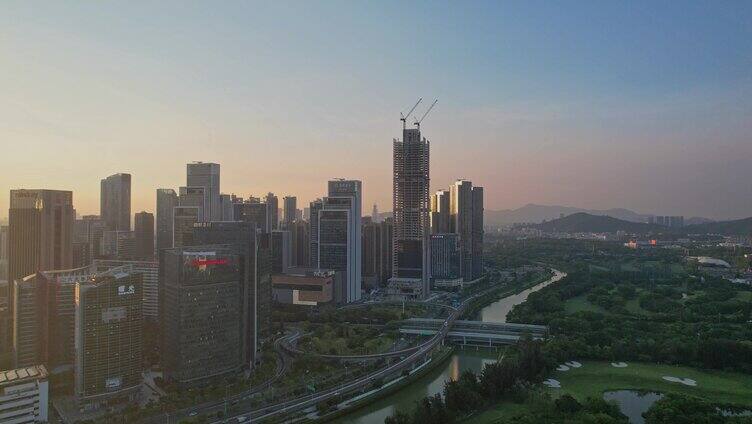 日落下深圳南山区城市风光