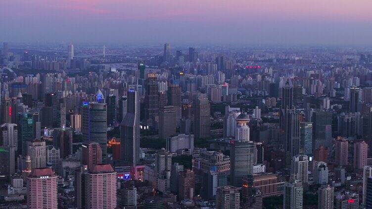 航拍上海现代都市摩天大楼陆家嘴外滩夜景