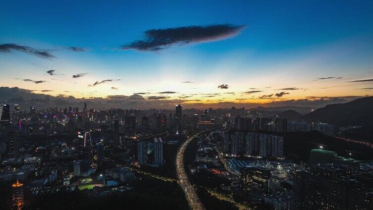 滨河大道下沙部分航拍夜景车流