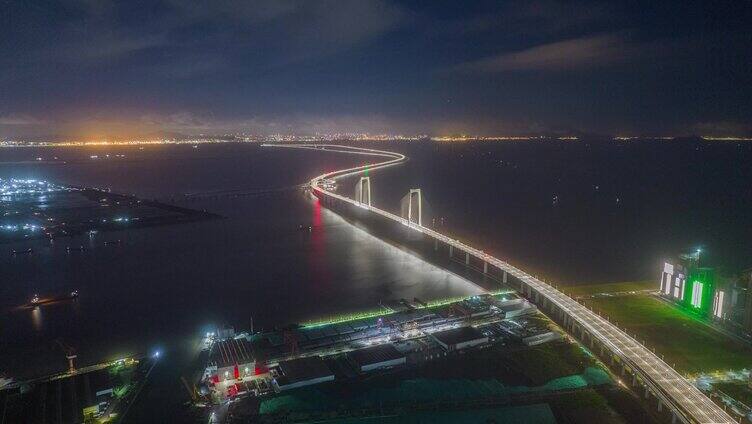 深中通道夜景4K延时航拍