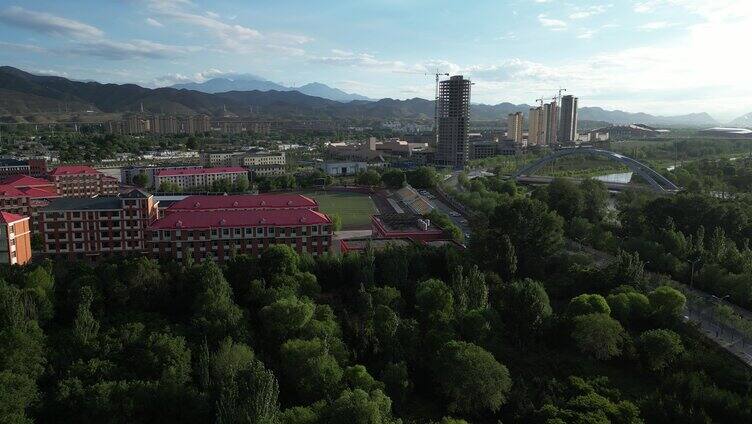 海东 城市建设 湟水河 航拍 4k 风景