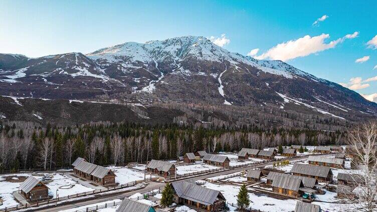 禾木航拍延时雪山云