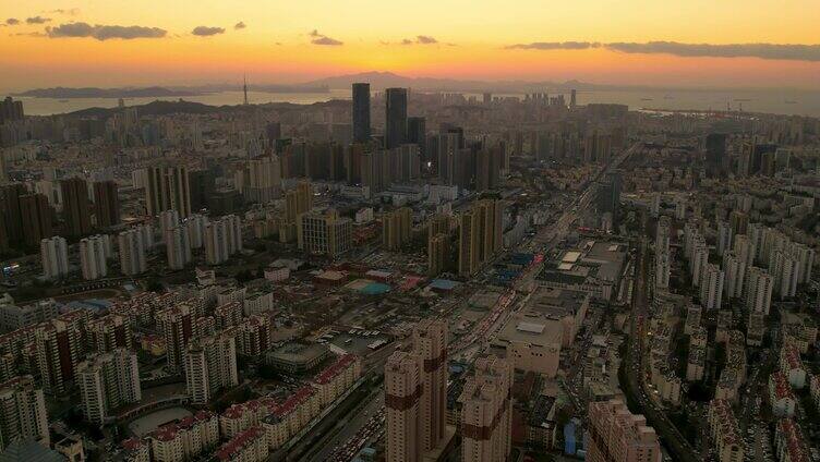 青岛晚霞都市 夜景航拍3