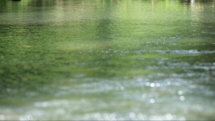 夏日溪谷绿水波光粼粼