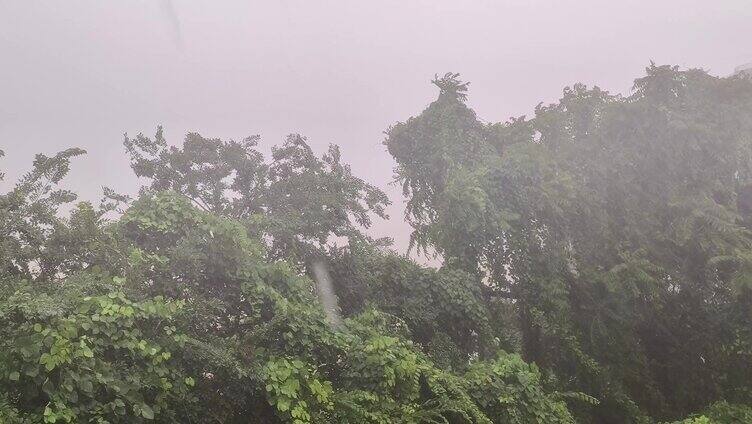  暴风城市水浸街汽车开过积水强降水雨季 