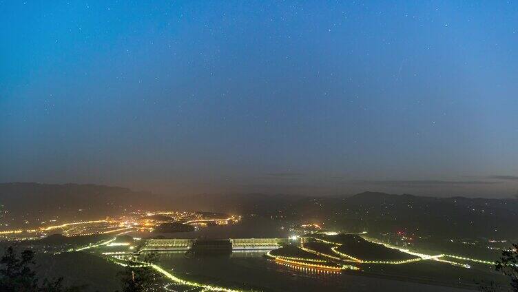 三峡大坝夜空 夜转日