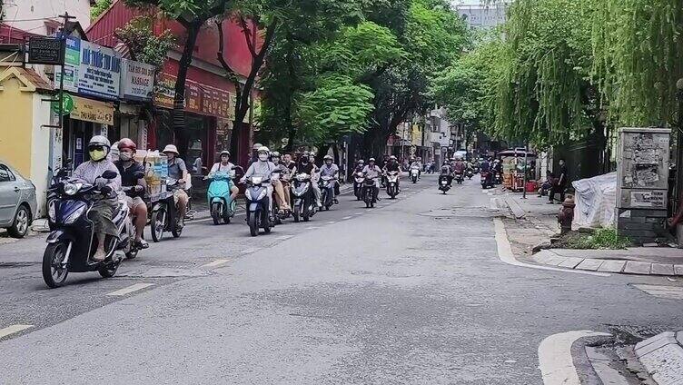 摩托车 交通 旅行越南街道骑行河内街景