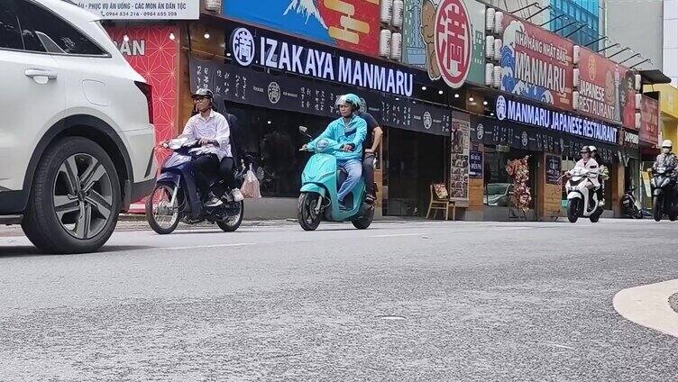 摩托车交通旅行越南街道骑行河内街景