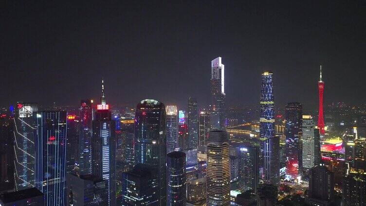 航拍广州珠江新城城市夜景