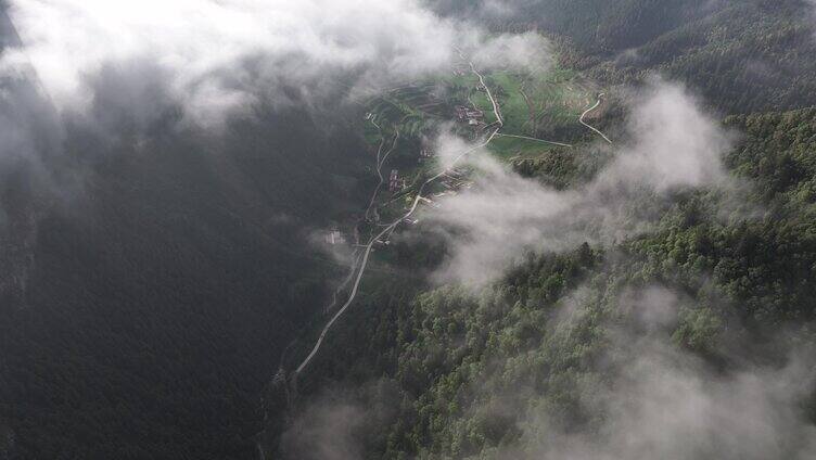 航拍 门源 农田 自然 山脉 农村 天空