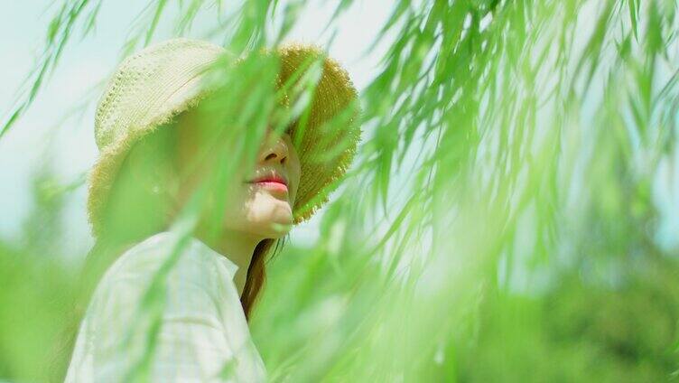 夏日 垂柳 阳光 微风 女性4