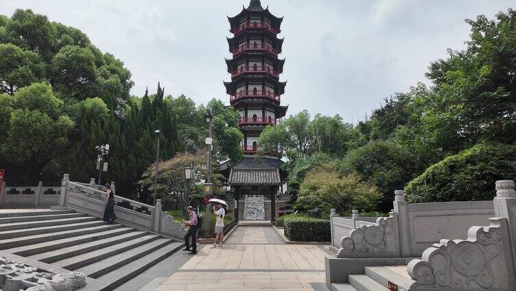 自然风光秋天美景绿枝景观休闲旅游竹林宝塔