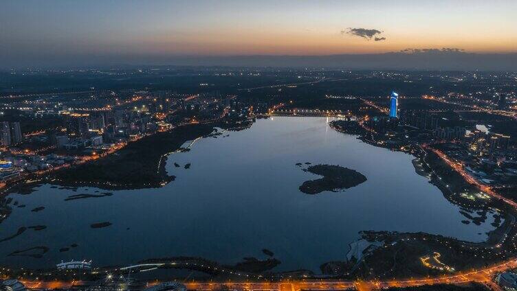 成都兴隆湖夜景航拍延时