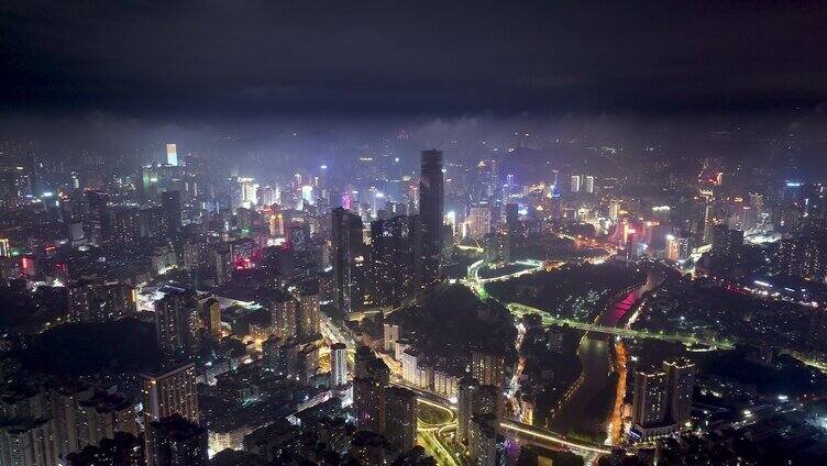 贵阳市 城市夜景 马路 交通枢纽