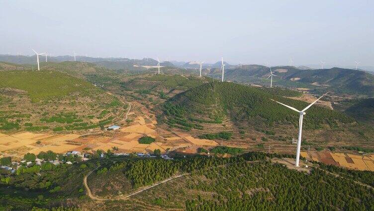 山 山脉 风车 新能源 发电 农田 农村