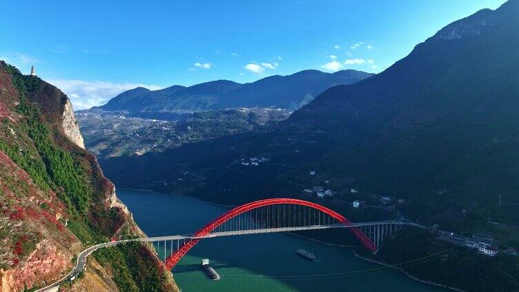 航拍长江三峡巫峡峡口