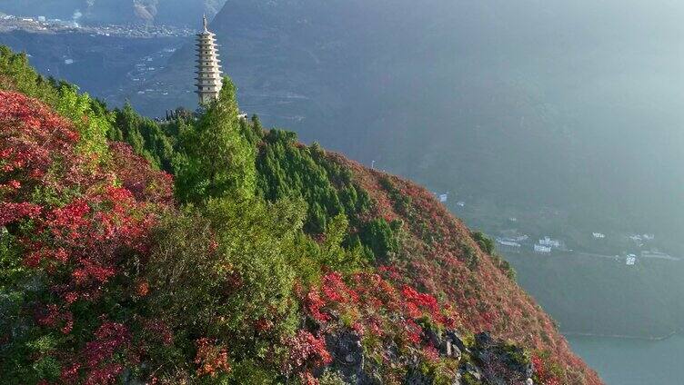 航拍文峰景区红叶