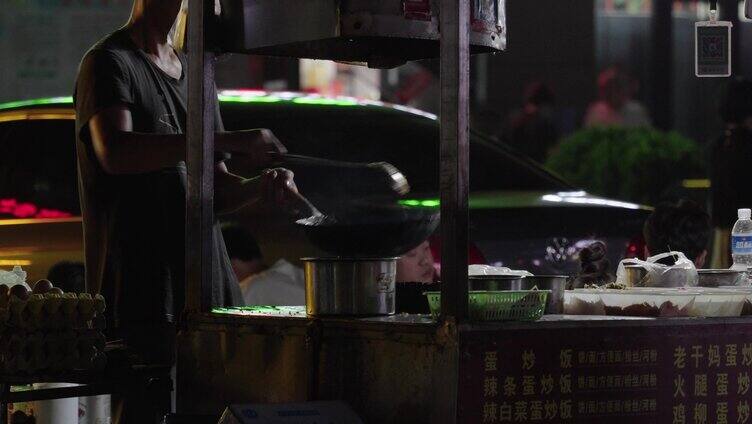 石家庄古城夜市美食炒菜炒饼烤鸡吃饭喝酒