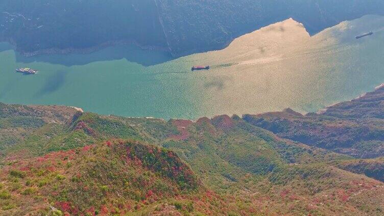 航拍长江三峡巫峡秋色