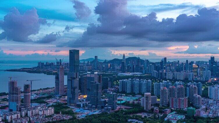 8K深圳南山晚霞日转夜延时