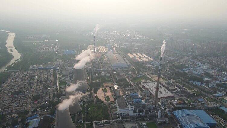 航拍滕州 高楼 滕州空境 荆河 电厂 