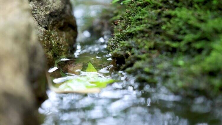 山涧溪谷石缝流水升格特写