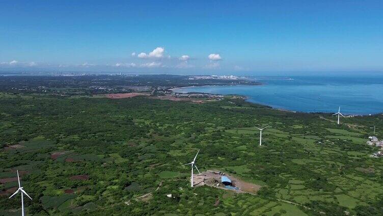 航拍海南风力发电场视频