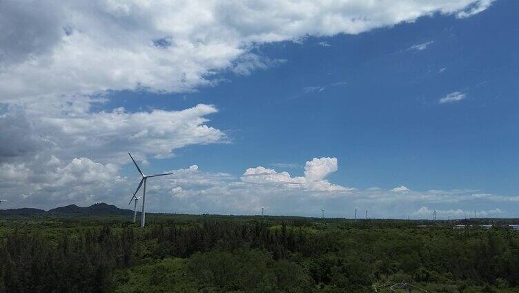 航拍海南风力发电场视频