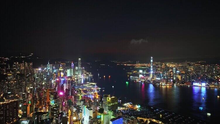 香港维多利亚港夜景航拍视频素材