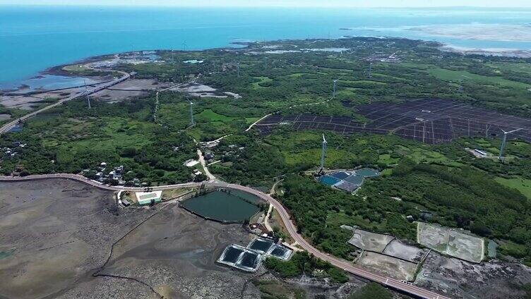 航拍海南风力发电场视频