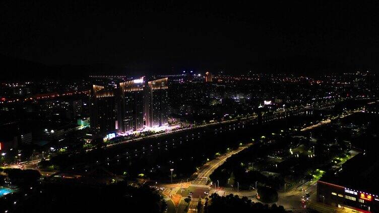 厦门马銮湾城市夜景车流延时4K航拍