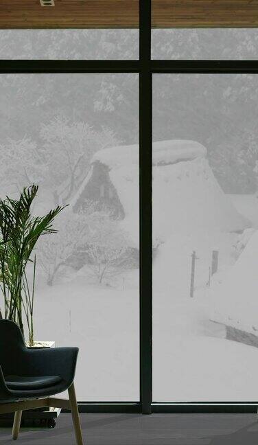 绿幕直播背景窗外雪景