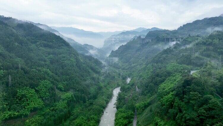 唯美秀丽青山绿水云雾缭绕大山峡谷风光素材