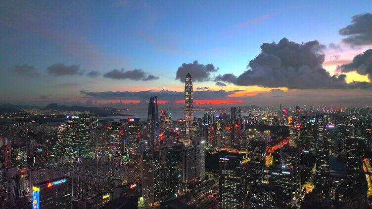 深圳市区夜景航拍