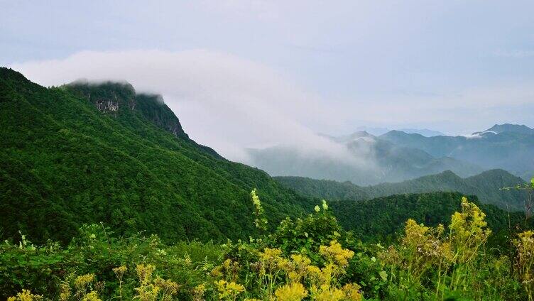 唯美自然景观山乡云雾缥缈延时素材