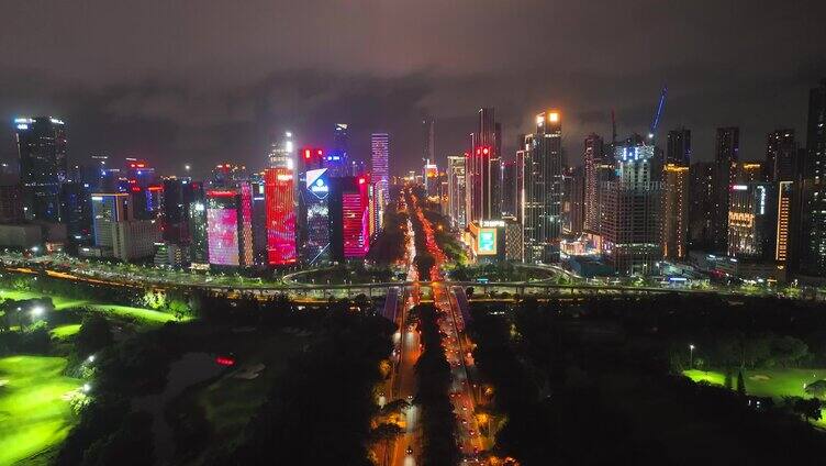 深圳南山区高新园夜景航拍